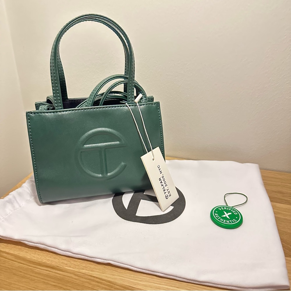 Olive Green small telfar shopping bag